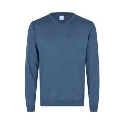 Seven Seas v-hals strik s670 Blå melange - Seven Seas strik