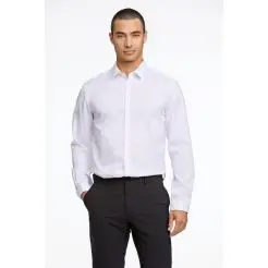 Lindbergh twill skjorte 30-29196B-White - Lindbergh Skjorter
