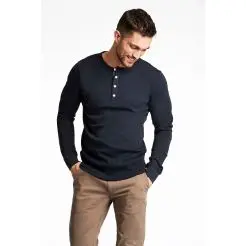 Lindbergh l/s grandad t-shirt 30-420095-Navy - T-shirts & Polo'er