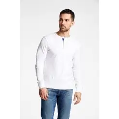 Lindbergh l/s grandad t-shirt 30-420095-White - Lindbergh T-shirts & Polo
