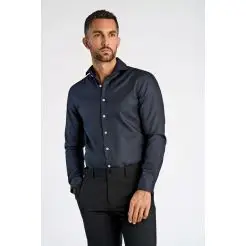 Lindbergh teknisk skjorte 30-242130S-Navy - Lindbergh Skjorter