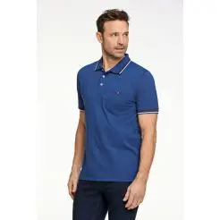 Bison signature polo pique 80-431004-Blue524 - Bison Polo & T-shirts