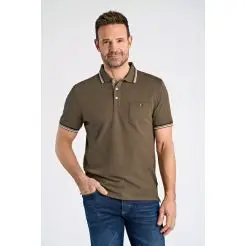 Bison signature polo pique 80-431004-DK Brown - Bison Polo & T-shirts