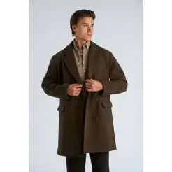 Lindbergh dobbeltradet frakke 30-303020B - Brown - Lindbergh Jakker