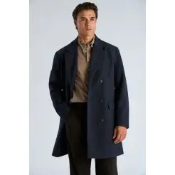 Lindbergh dobbeltradet frakke 30-303020B - Navy - Lindbergh Jakker