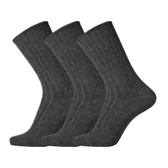 Egtved 3-pak No Elastic Rib bomuldsstrømpe koksgrå - Egtved strømper