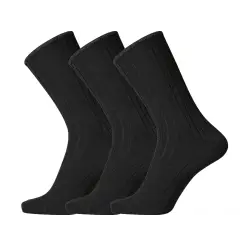 Egtved 3-pak strømper no elastik rib uld sort - Pakketilbud