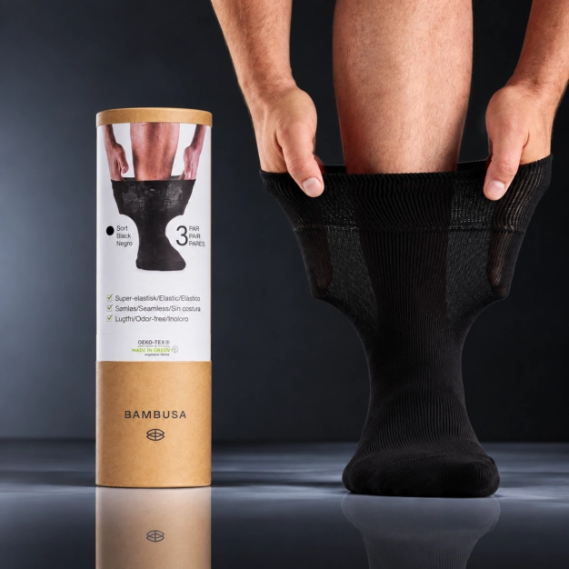 Bambusa 3-pack loose fit strømper sort - 