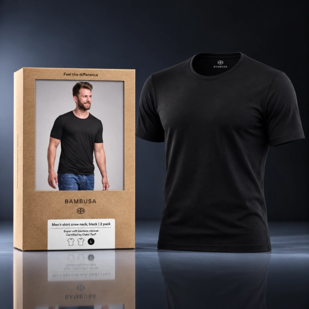 Bambusa bambus t-shirt o-hals black - 