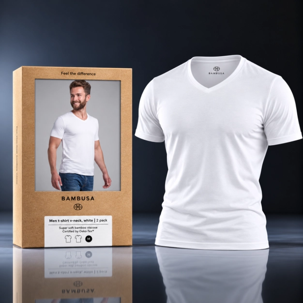 Bambusa bambus t-shirt v-hals hvid - 